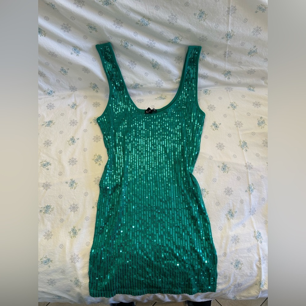 Teal Sequin Express Top